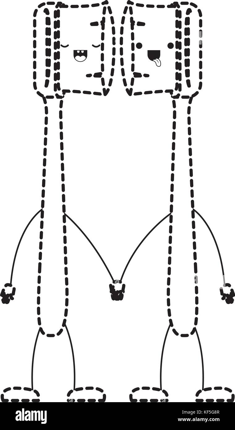 Cartoon couple de brosses à dents en noir parsemée d'ossature Illustration de Vecteur