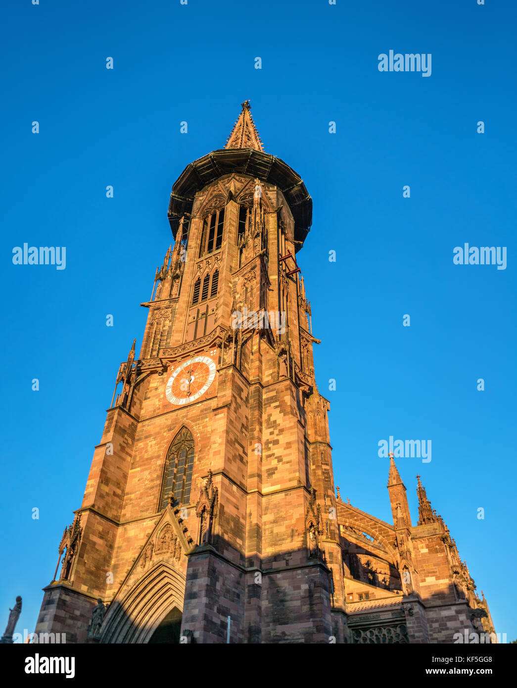 Freiburg Minster, la cathédrale de Fribourg-en-Brisgau, dans le sud-ouest de l'Allemagne Banque D'Images