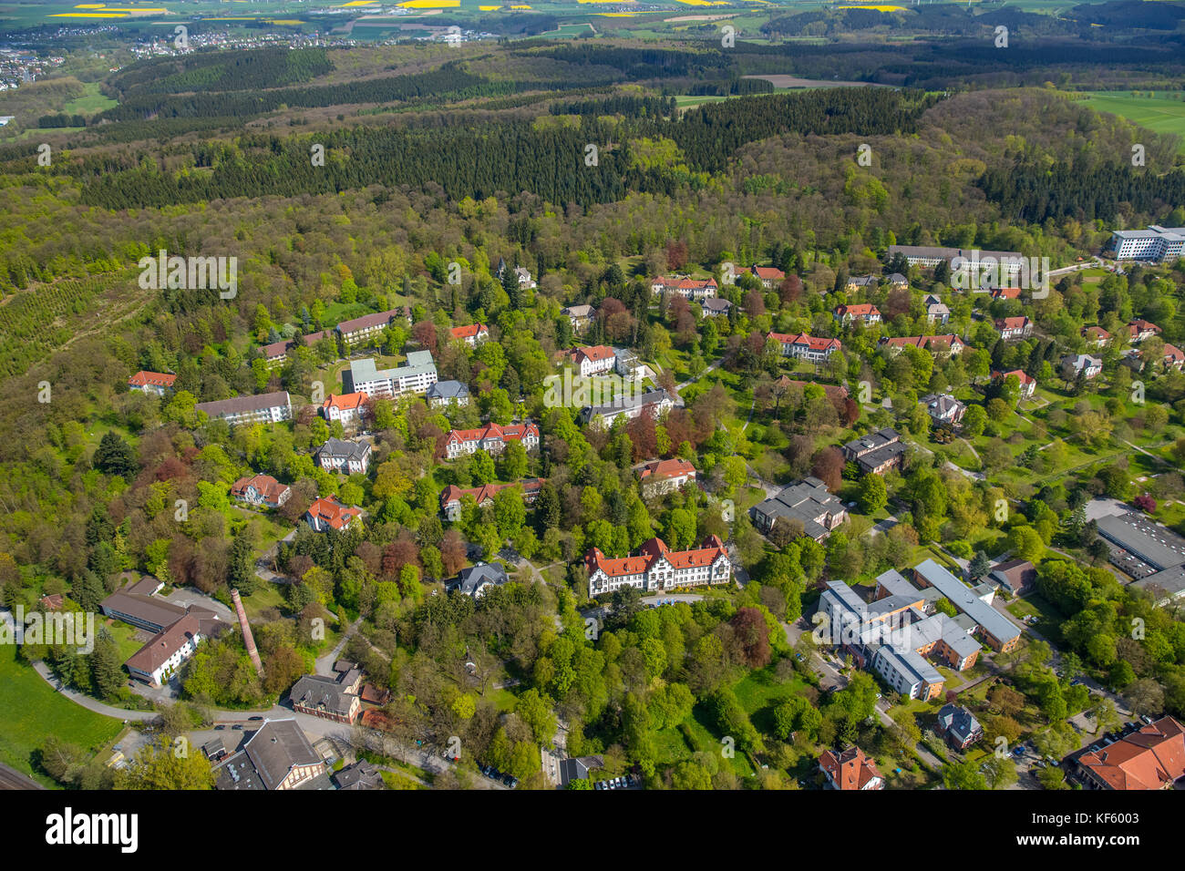 Clinique LWL, Warstein, pays aigre, Rhénanie-du-Nord-Westphalie, Allemagne,Europe, vue aérienne, aérienne, photographie aérienne, photographie aérienne,Nord Rhin-Wes Banque D'Images