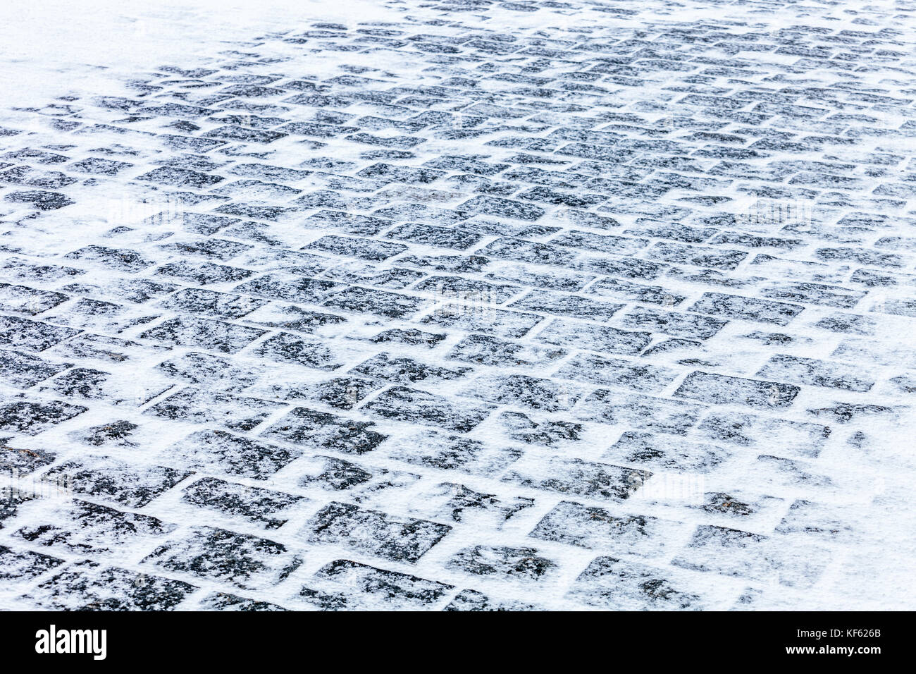 Pavés couverte de neige et de glace Banque D'Images