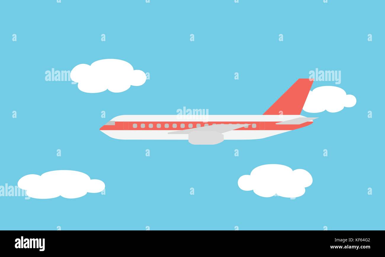Compte tenu de l'importante et rapide avion de ligne voler parmi les nuages dans le ciel bleu - vector Illustration de Vecteur