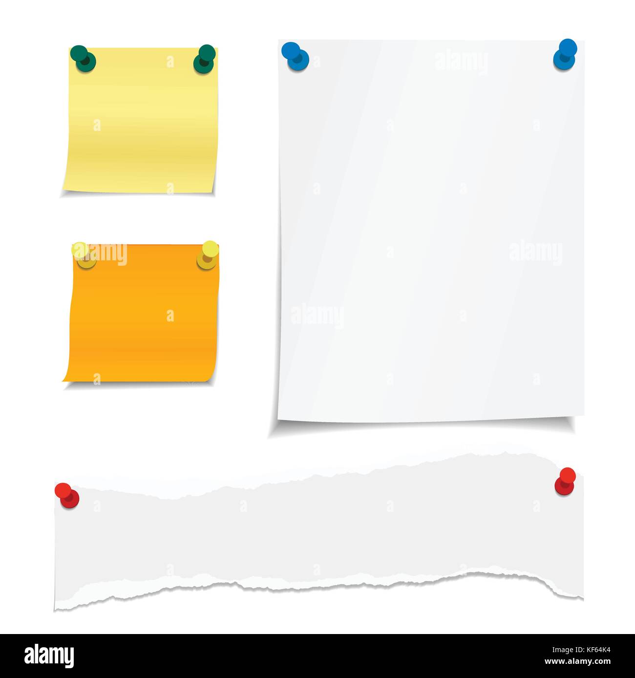 Vector set de papiers vierges avec les axes et les ombres avec l'espace pour le texte Illustration de Vecteur