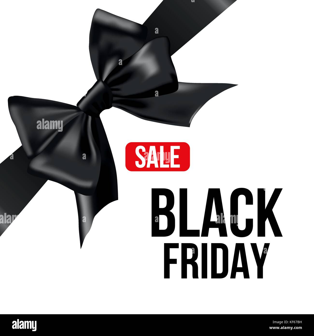 Bow noir avec ruban et le black friday vente text Illustration de Vecteur