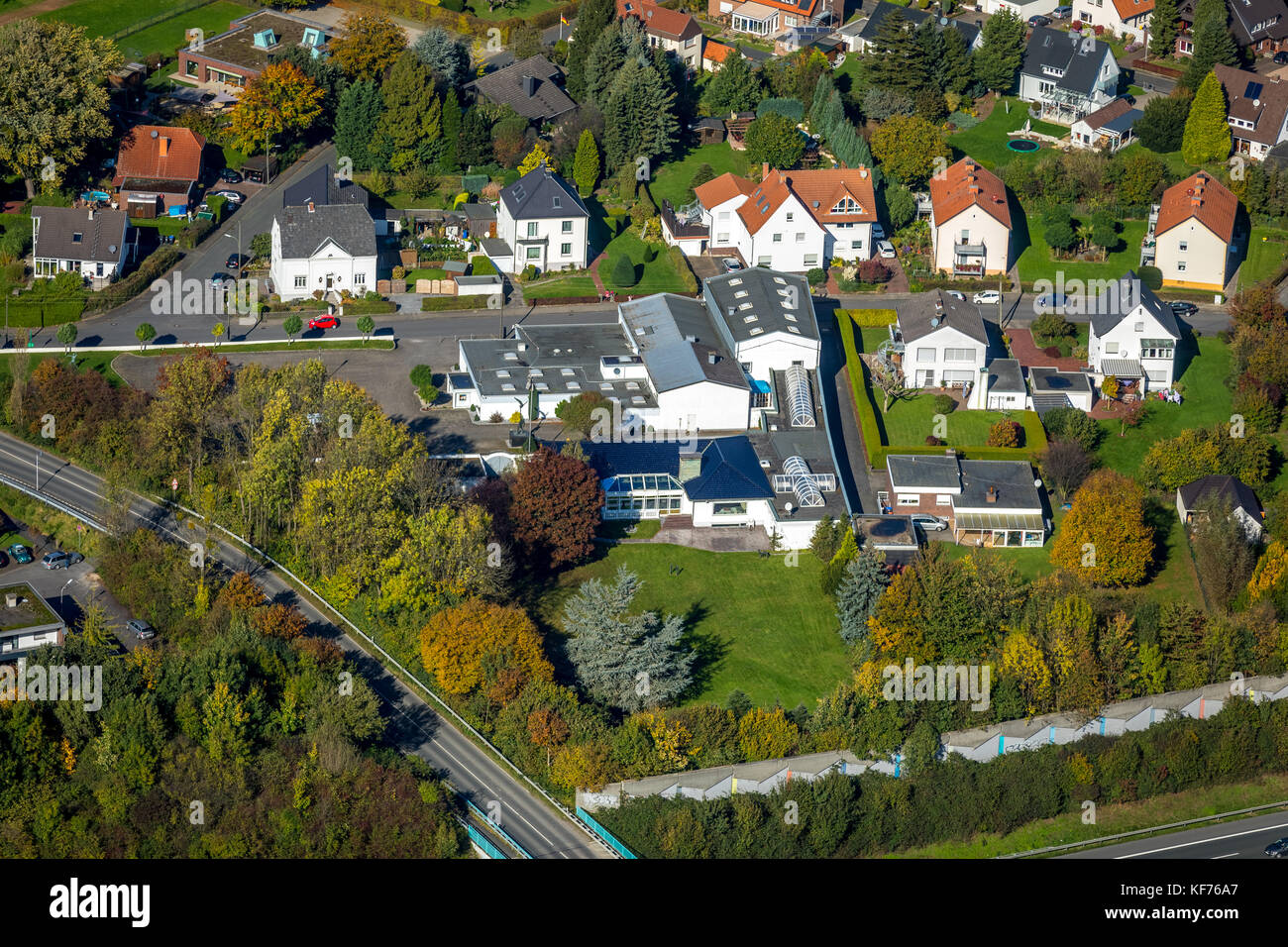 Ostendorf Street Gallery Mensing, marchands d'art, Rhynern, Hamm, Ruhr, Nordrhein-Westfalen, Allemagne, Europe, Golden October, Hamm, Hebst, vue aérienne, ae Banque D'Images