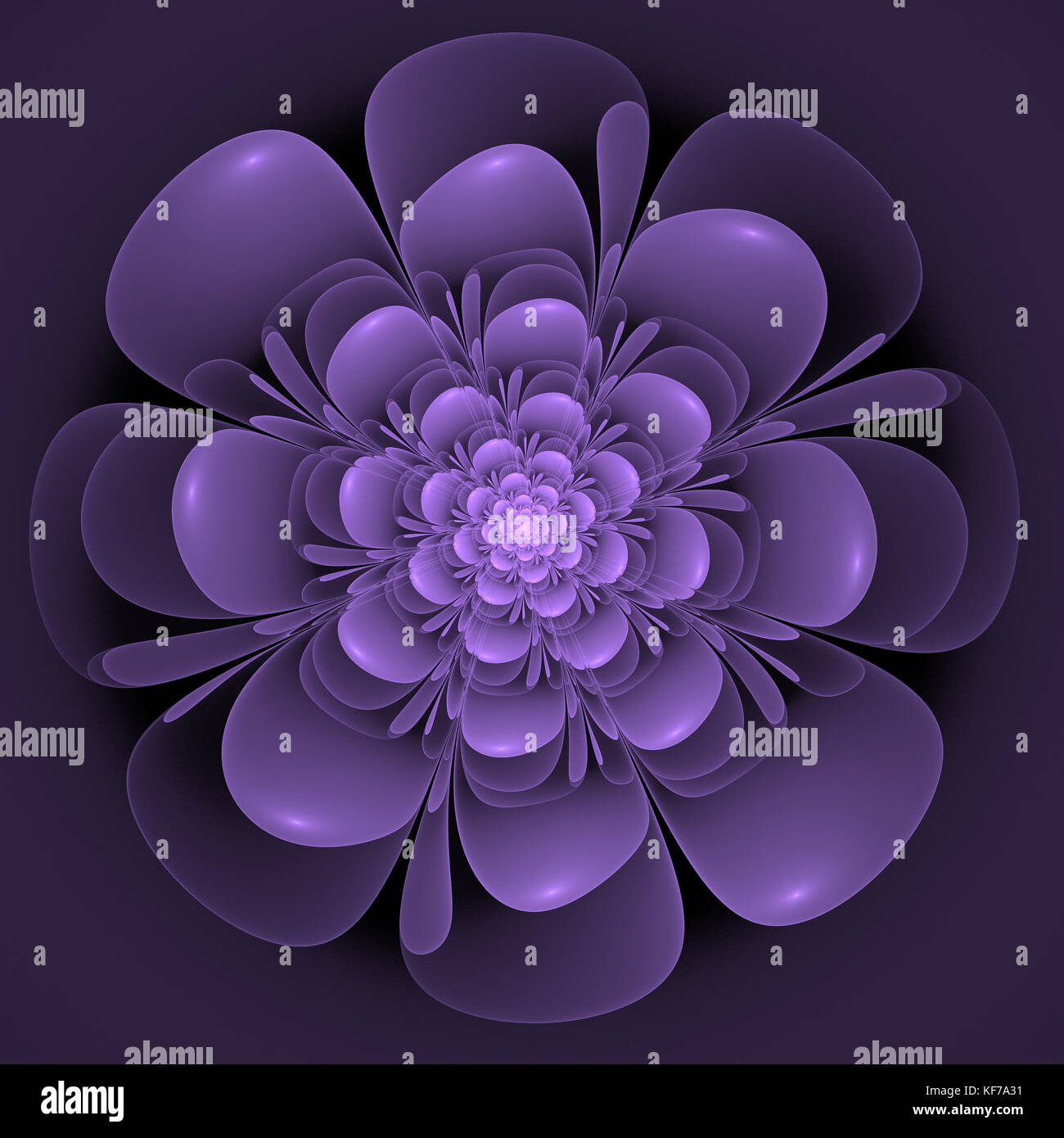 Belle fleur fractal abstrait, bleu et violet color Banque D'Images