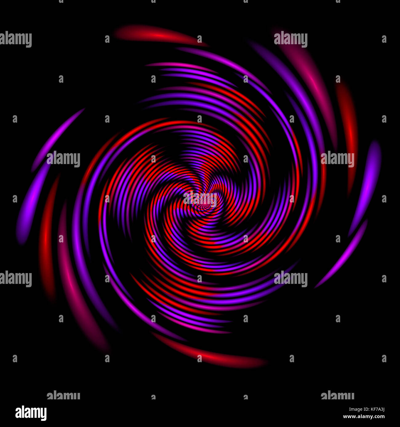 Illustration de fractale spirale couleur isolé sur fond noir Banque D'Images