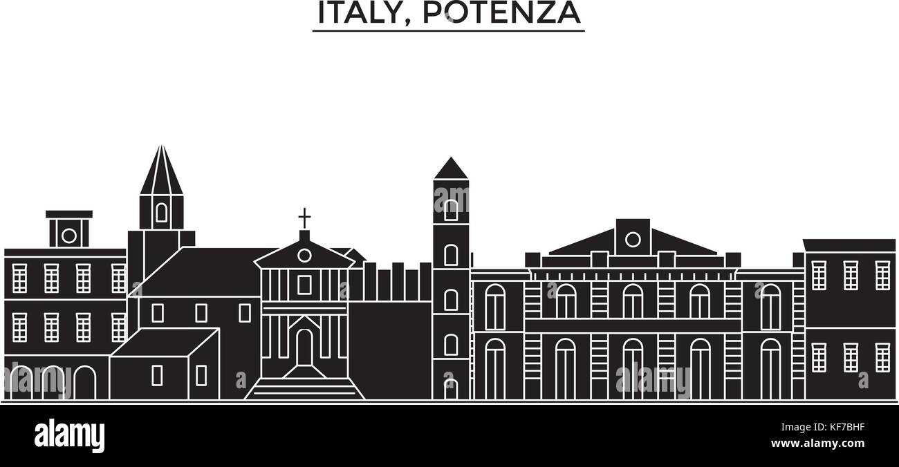 L'Italie, potenza ville vecteur architecture, paysage urbain voyage avec des repères, des bâtiments, sites isolés sur l'arrière-plan Illustration de Vecteur