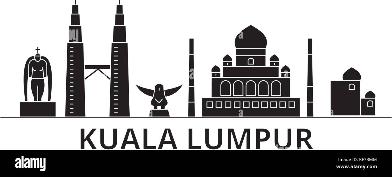 Kuala Lumpur, en Malaisie, vecteur de l'architecture de la ville, paysage urbain voyage avec des repères, des bâtiments, sites isolés sur l'arrière-plan Illustration de Vecteur