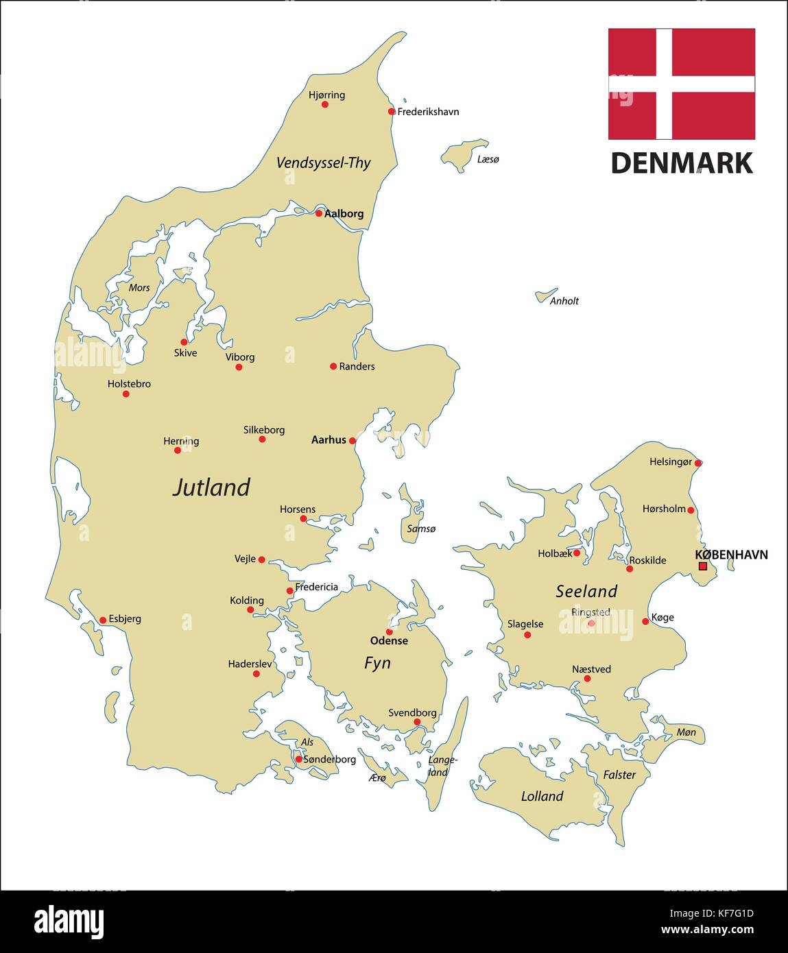 Danemark La carte avec le drapeau Illustration de Vecteur