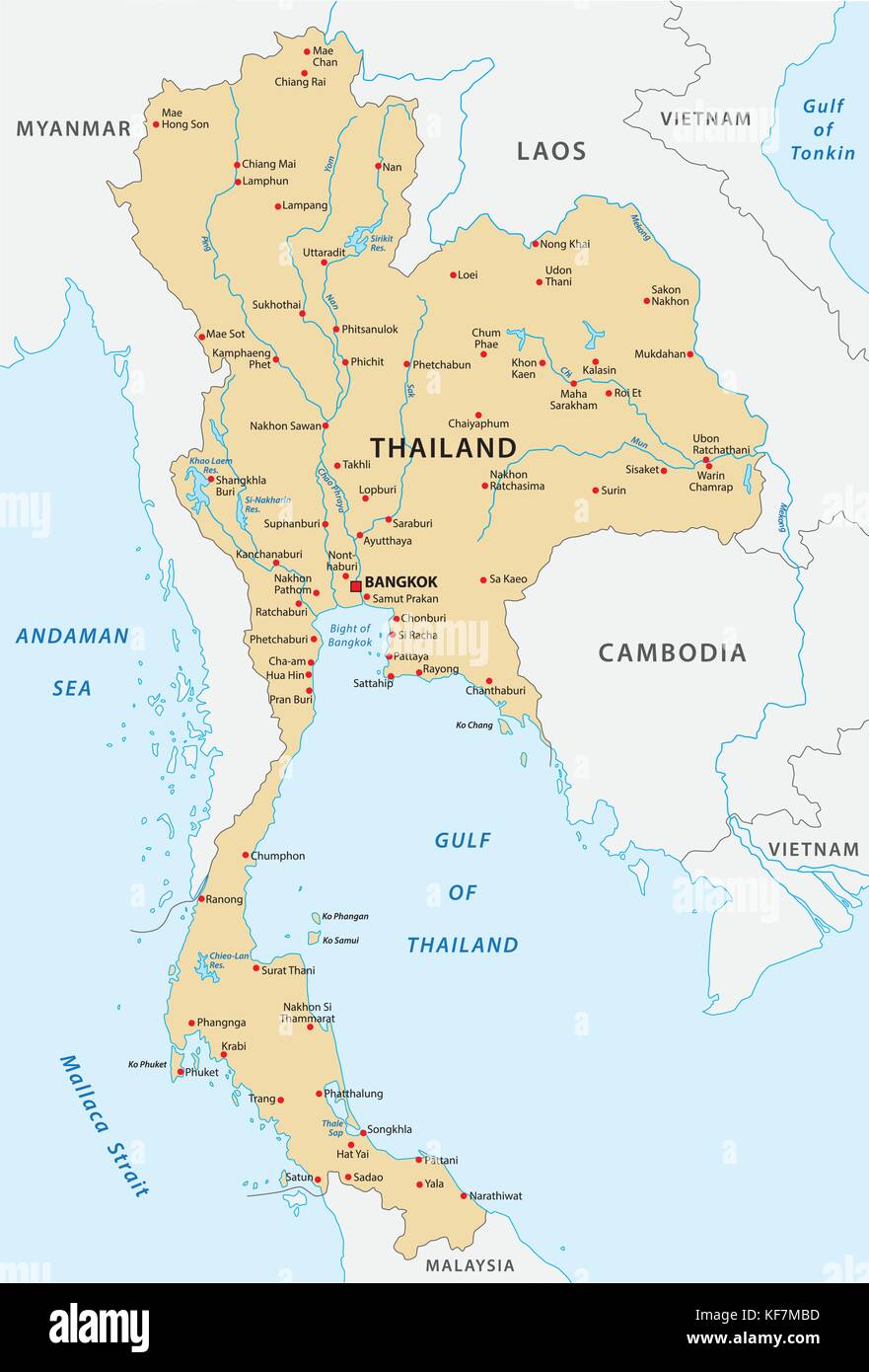 La Thaïlande carte vectorielle Illustration de Vecteur