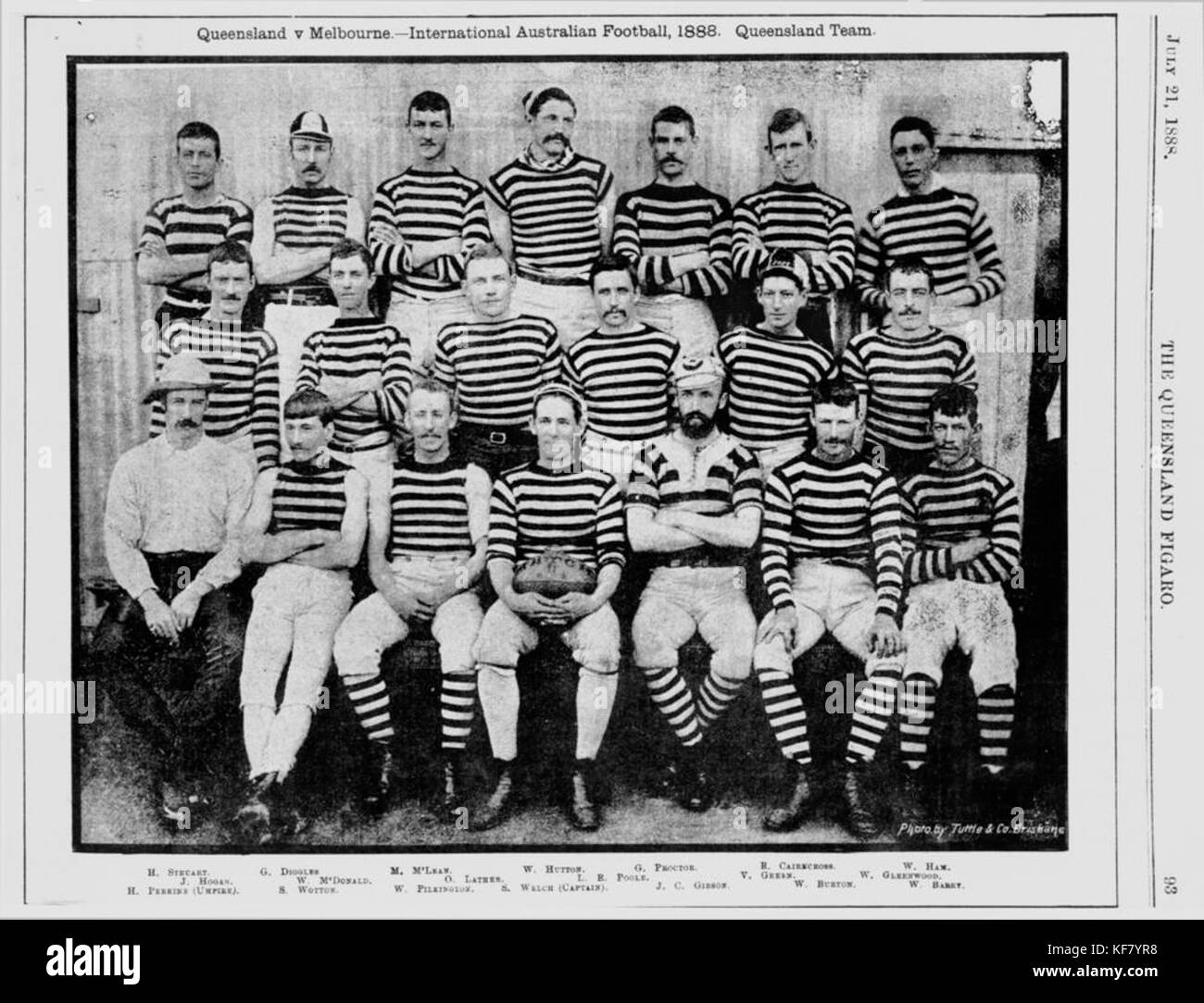 1111092 qui a joué l'équipe de Queensland Melbourne, Australie, 1888 Football International Banque D'Images