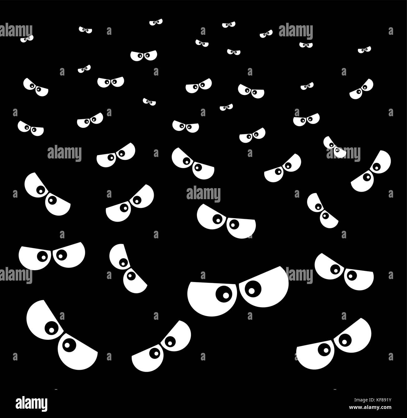 Spooky Halloween effrayant vecteur conception yeux isolé sur fond noir Illustration de Vecteur