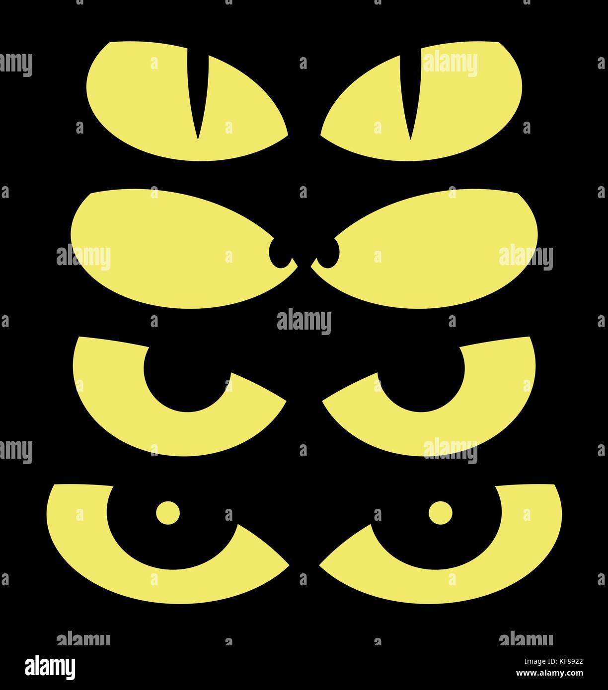 Spooky Halloween effrayant vecteur conception yeux isolé sur fond noir Illustration de Vecteur