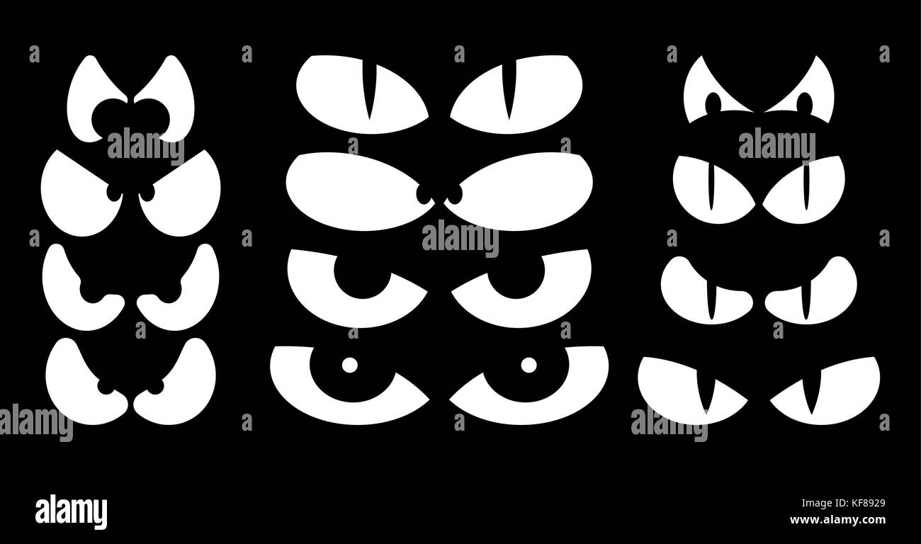 Spooky Halloween effrayant vecteur conception yeux isolé sur fond noir Illustration de Vecteur