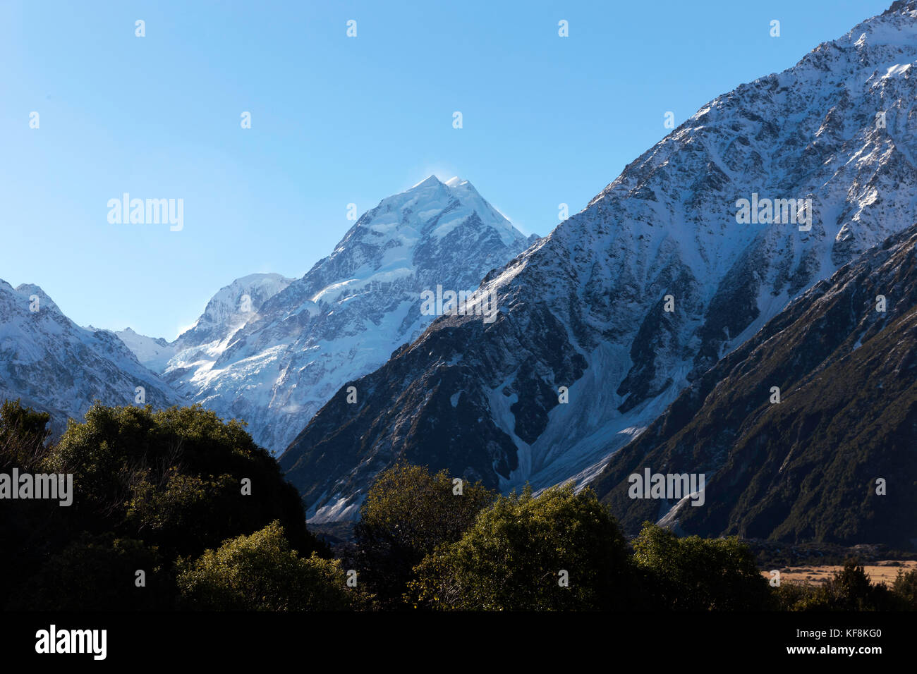 Vue sur le Mont Cook, depuis le Sir Edmund Hillary's Alpine Center, Mt Cook Village, South Island, Nouvelle-Zélande Banque D'Images