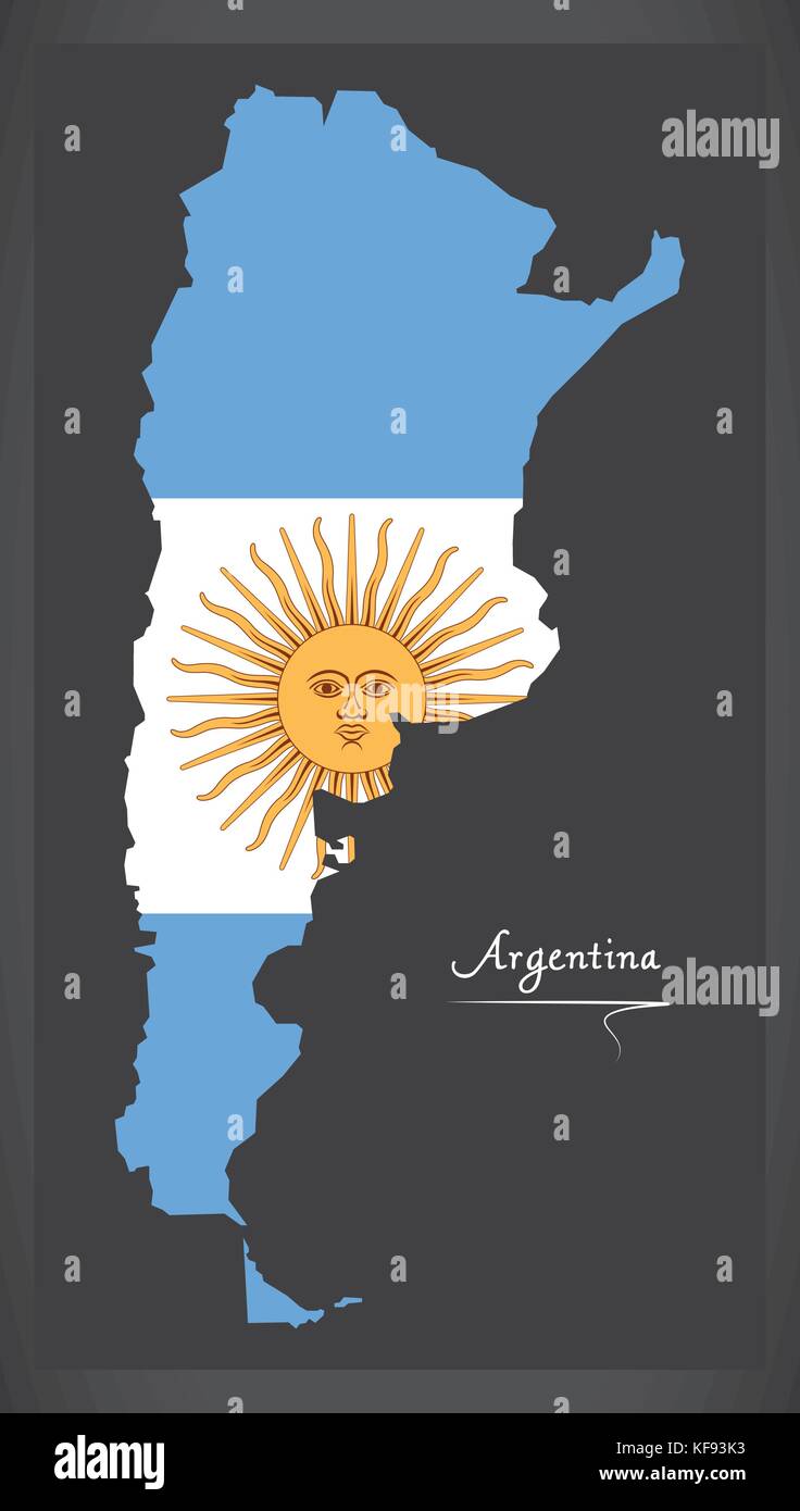 Carte de l'Argentine avec l'illustration du drapeau national argentin Illustration de Vecteur
