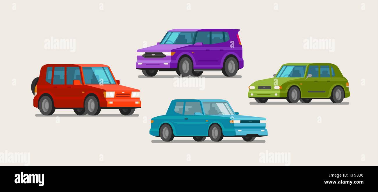 Voiture, icônes de véhicule. Transport, parking, concept de concession. Illustration vectorielle Illustration de Vecteur