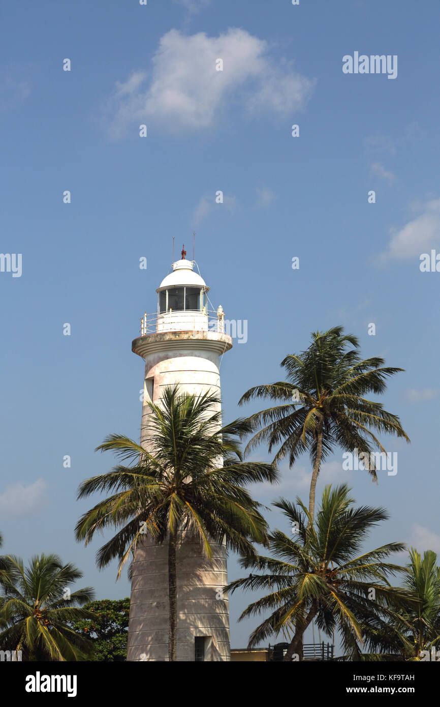 Galle Fort Galle Sri Lanka Province Sud Bastion Utrecht point phare blanc Banque D'Images