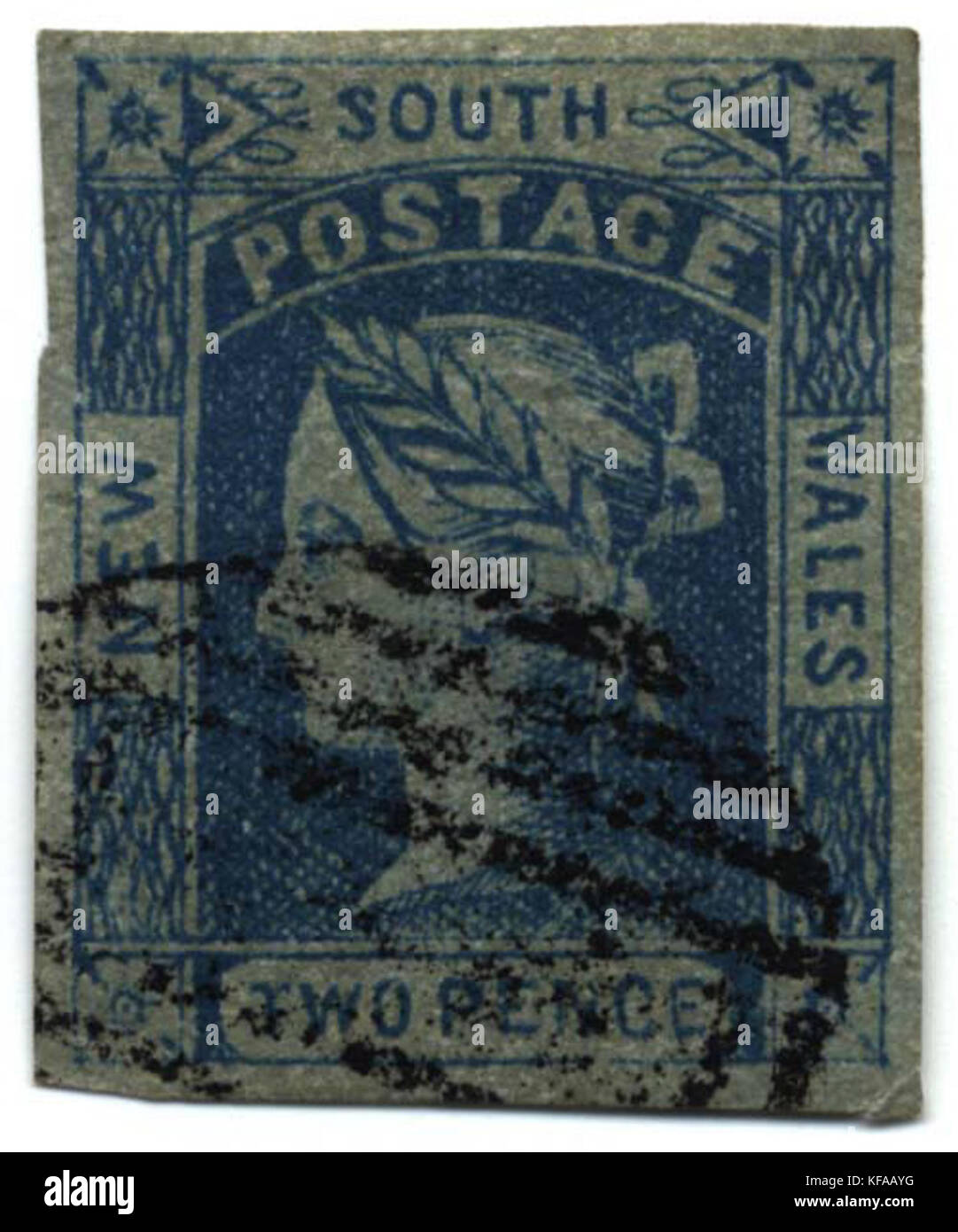 Timbres en Nouvelle Galles du Sud 1855 2p Banque D'Images