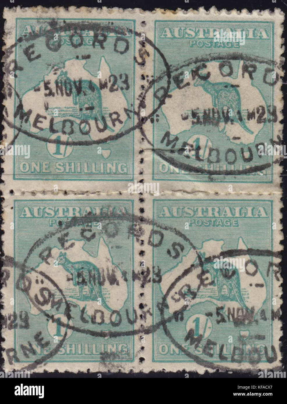 Records Melbourne annuler les timbres de l'Australie 1923 Banque D'Images