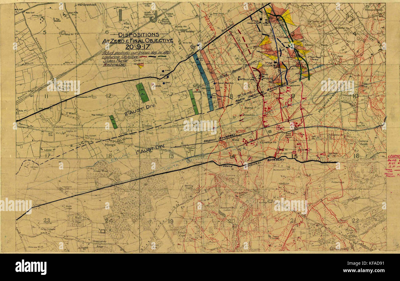 Bataille de la route de Menin Australian Carte de situation Banque D'Images