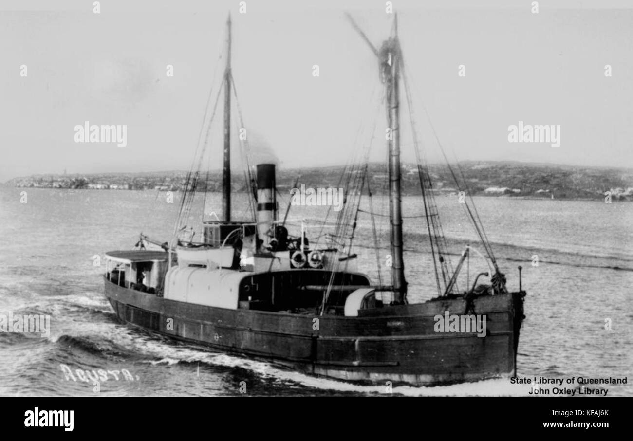 Le navire Augusta est représenté sur cette photographie. Augusta était un navire important, contribuant à l'histoire maritime. Son rôle opérationnel et ses voyages fournissent un contexte à l'histoire de l'exploration navale. Banque D'Images