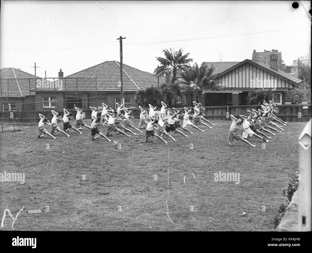 29100 Groupe de la culture physique à l'école frères chrétiens Waverley Banque D'Images