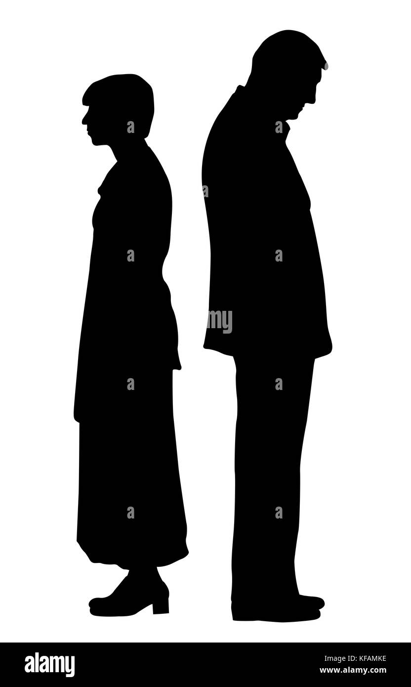 Les problèmes de relations de couple malheureux standing back to back Illustration de Vecteur
