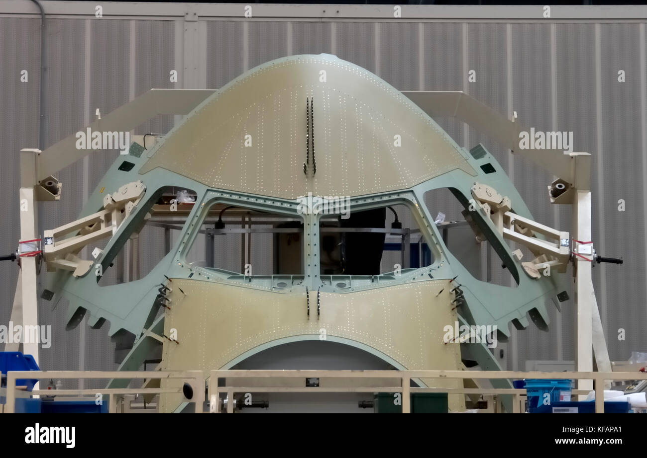 Airbus fuselage avant la production dans l'usine d'Airbus Méaulte en France Banque D'Images