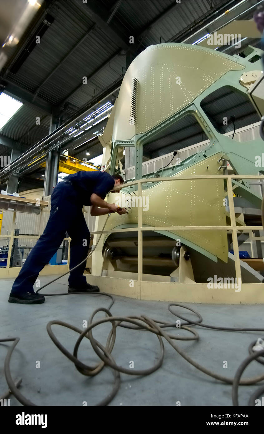 Airbus fuselage avant la production dans l'usine d'Airbus Méaulte en France Banque D'Images