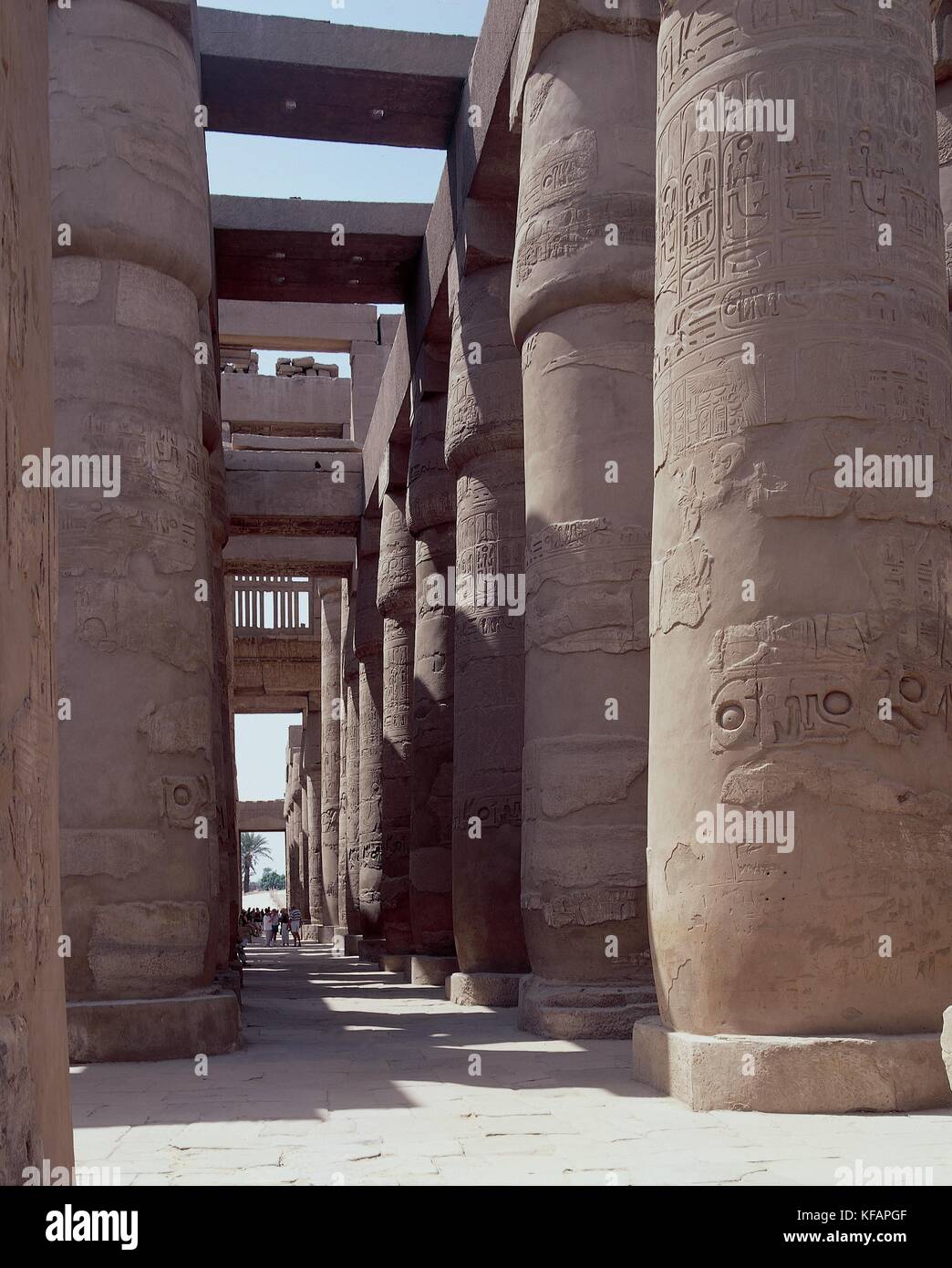 L'Égypte, Thèbes antique (liste du patrimoine mondial de l'unesco, 1979). Louxor. karnak. grand temple d'Amon, salle hypostyle, détail Banque D'Images