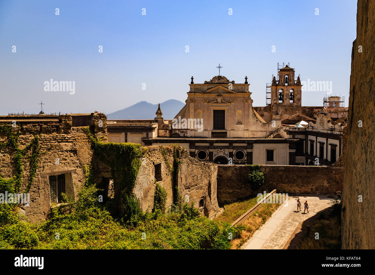 Vue de la Certosa di San Martino de Castel Sant'Elmo, parois abdominales, italie Banque D'Images