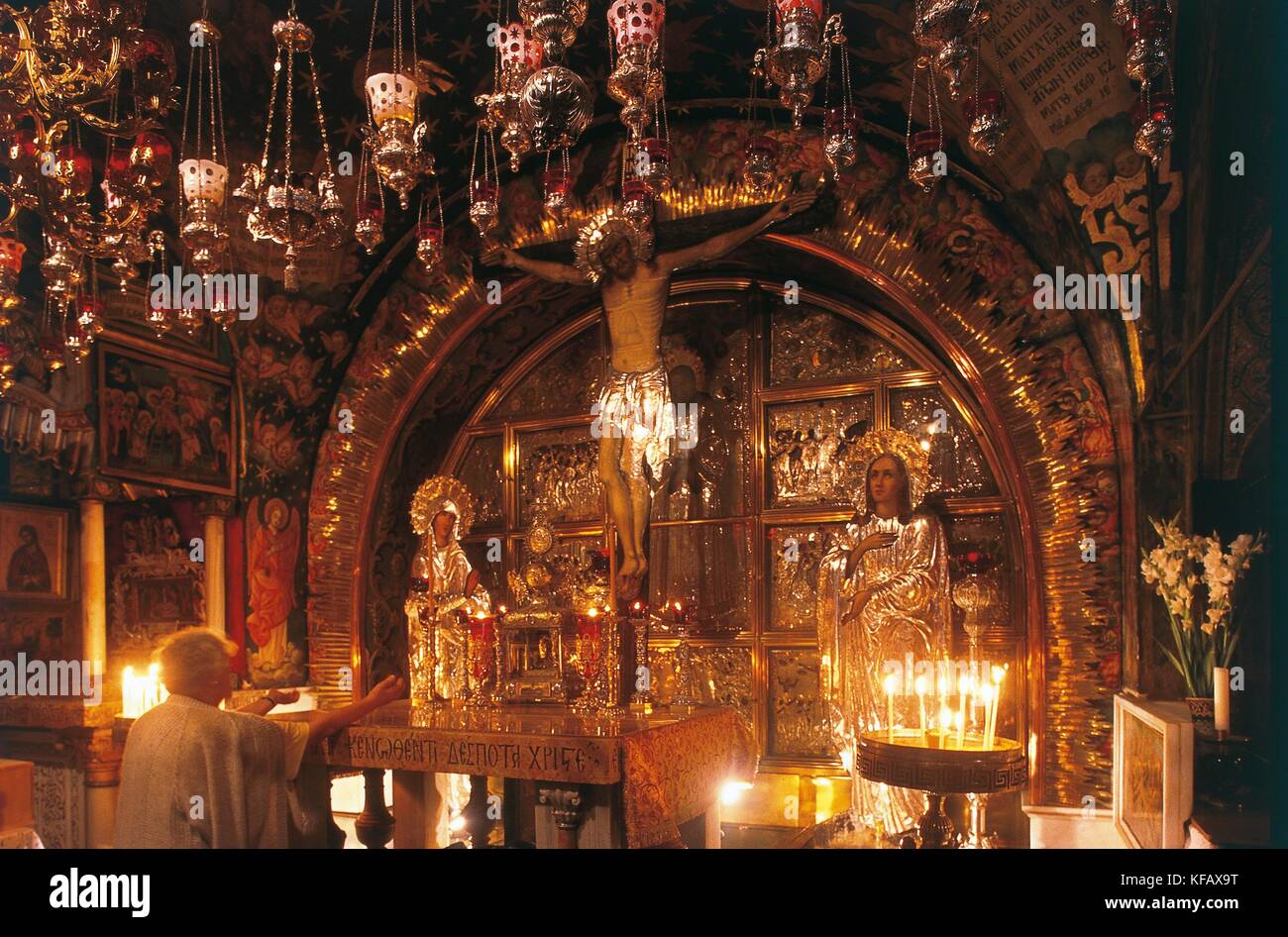 Israël Jérusalem l'intérieur de l'église du Saint Sépulcre Banque D'Images