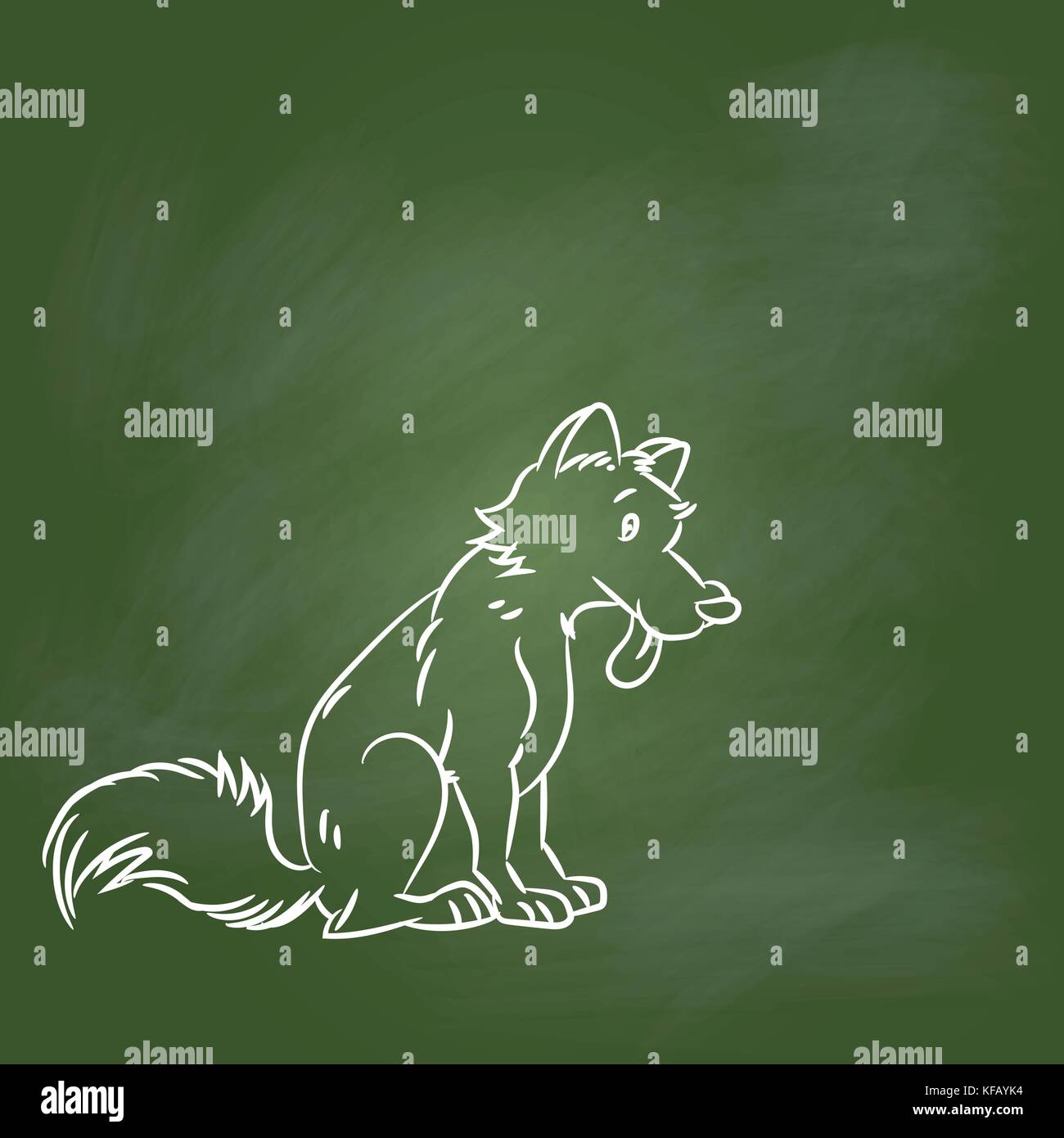 Dessin à la main sur le chien vert texturé. Conseil pour l'éducation, concept vector illustration, dessin à la craie sur des panneaux verts. Illustration de Vecteur
