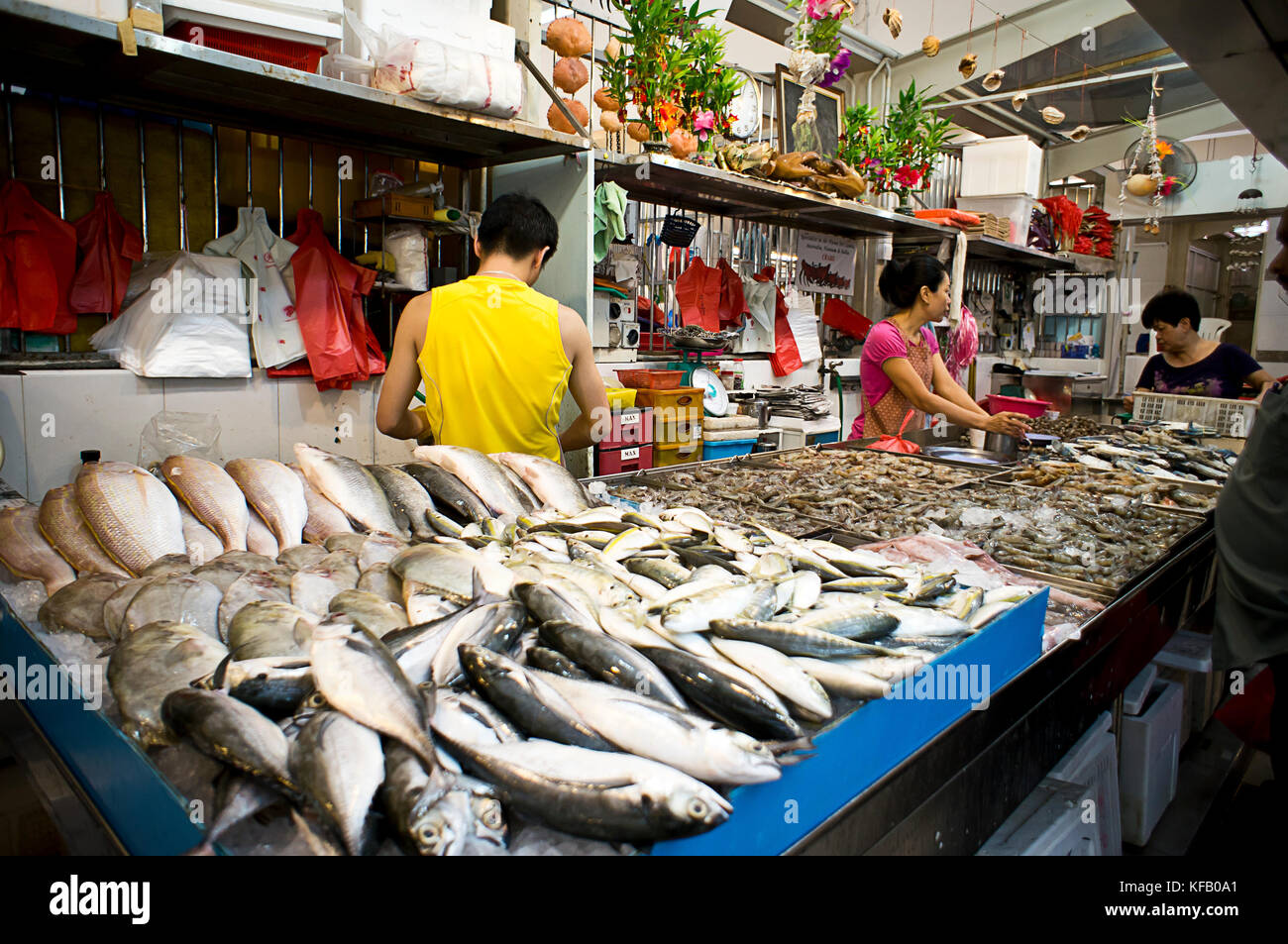Le poisson pour la vente au marché alimentaire dans Little India, Singapour Banque D'Images