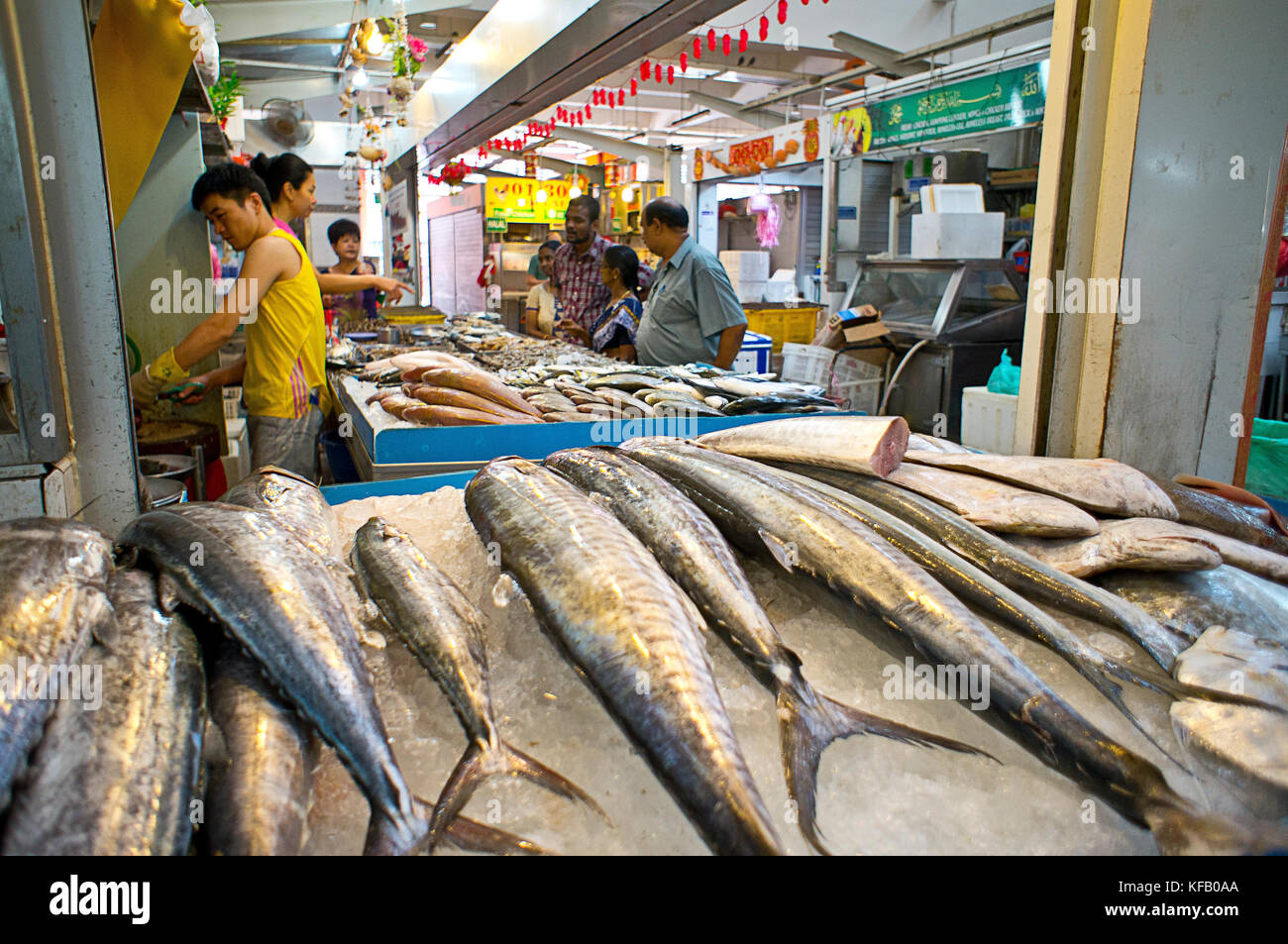 Le poisson pour la vente au marché alimentaire dans Little India, Singapour Banque D'Images