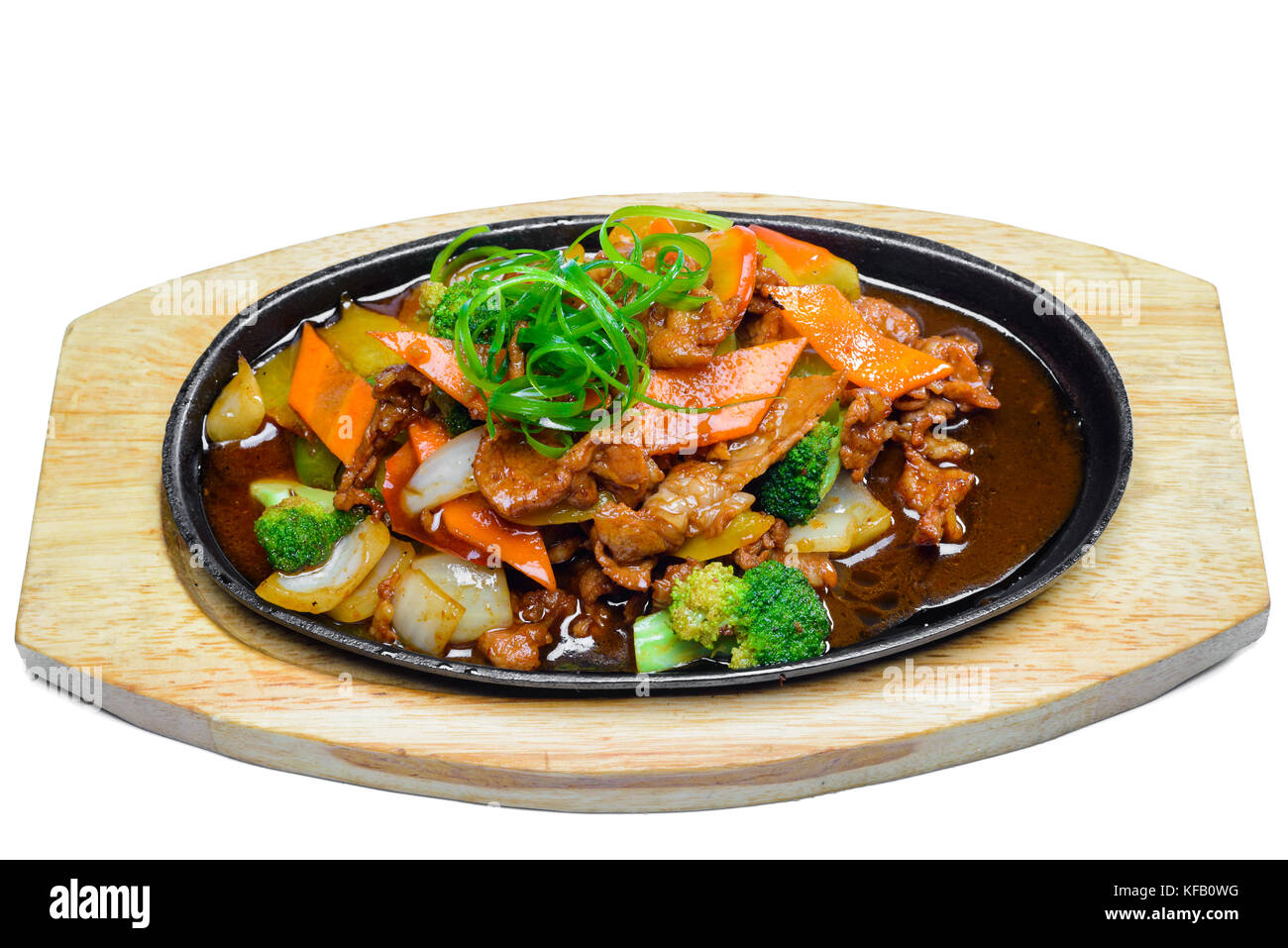 Viande coréen sur une planche à découper en bois Banque D'Images