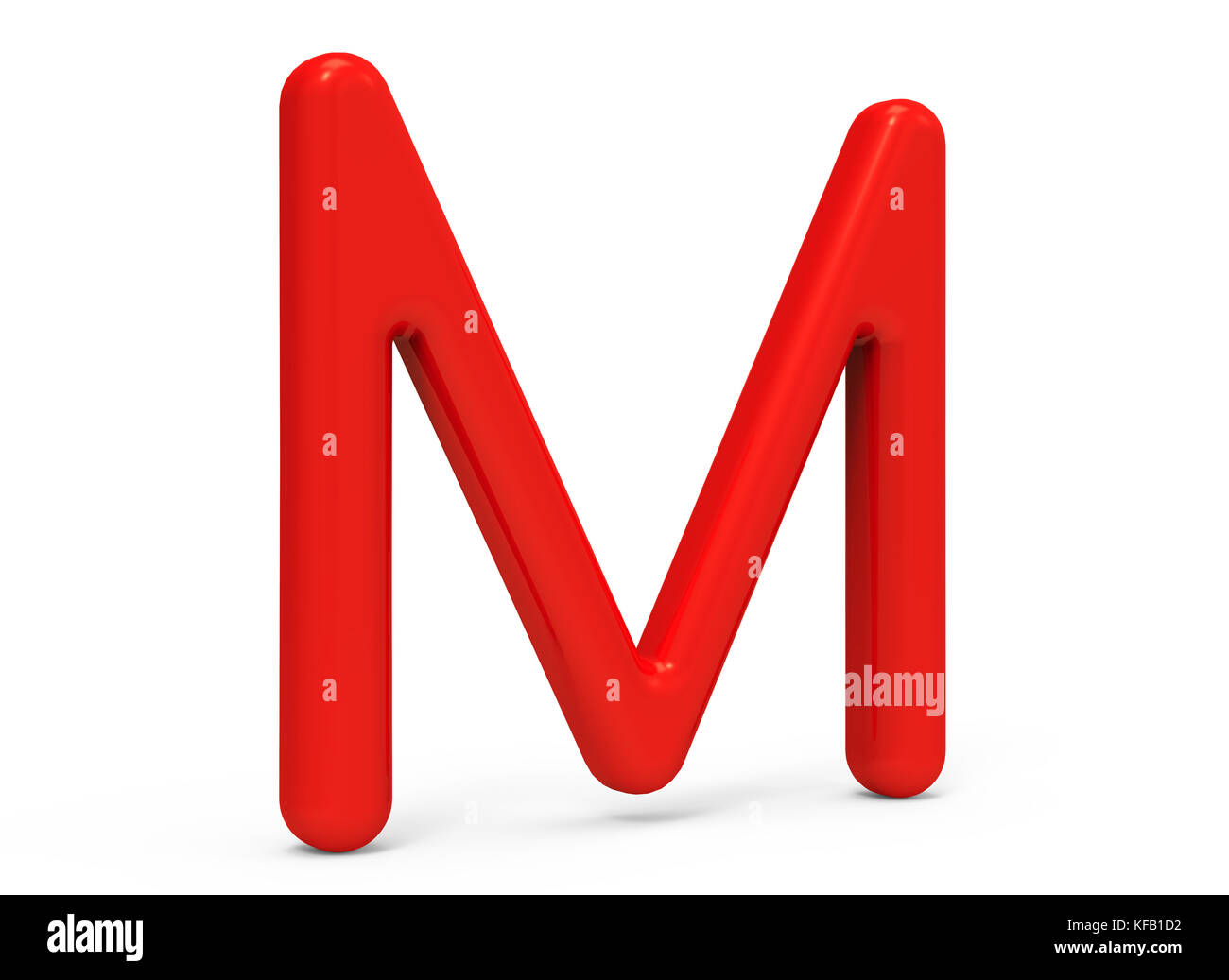 Rendu 3D alphabet rouge M, mince et la texture en plastique font design 3D Banque D'Images