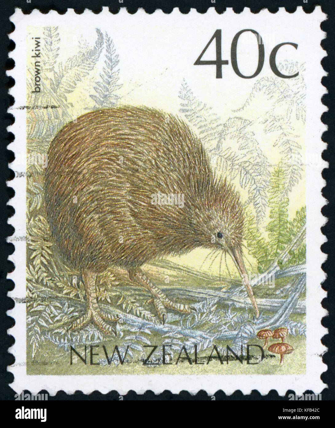 Timbre-poste (Nouvelle-Zélande - Kiwi brun) Banque D'Images