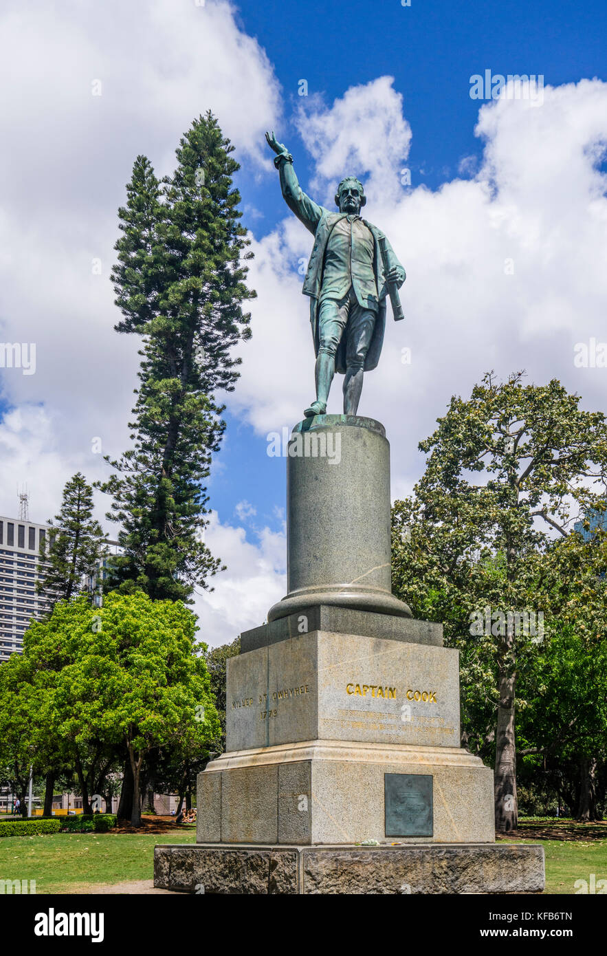 L'Australie, New South Wales, Sydney, Hyde Park, Captain Cook memorial Banque D'Images