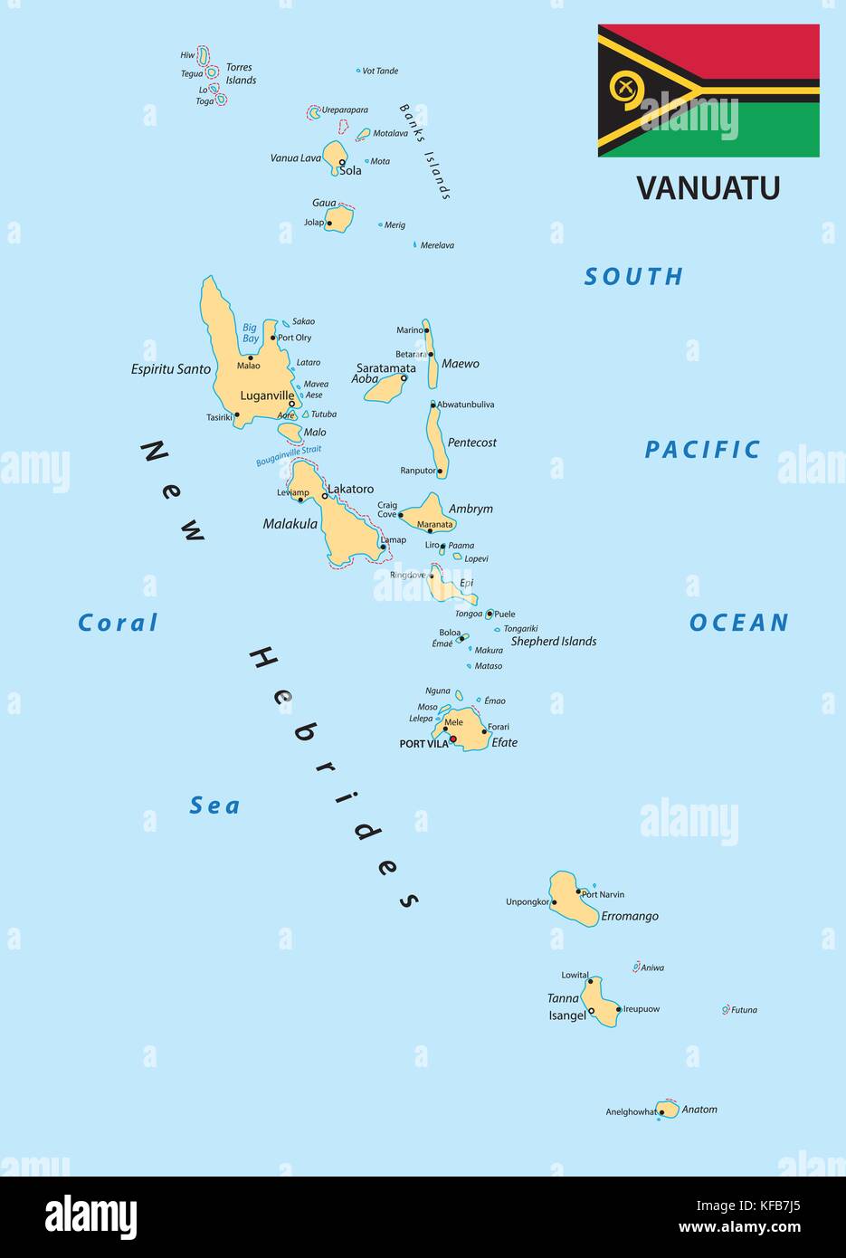 Carte de Vanuatu avec drapeau Illustration de Vecteur