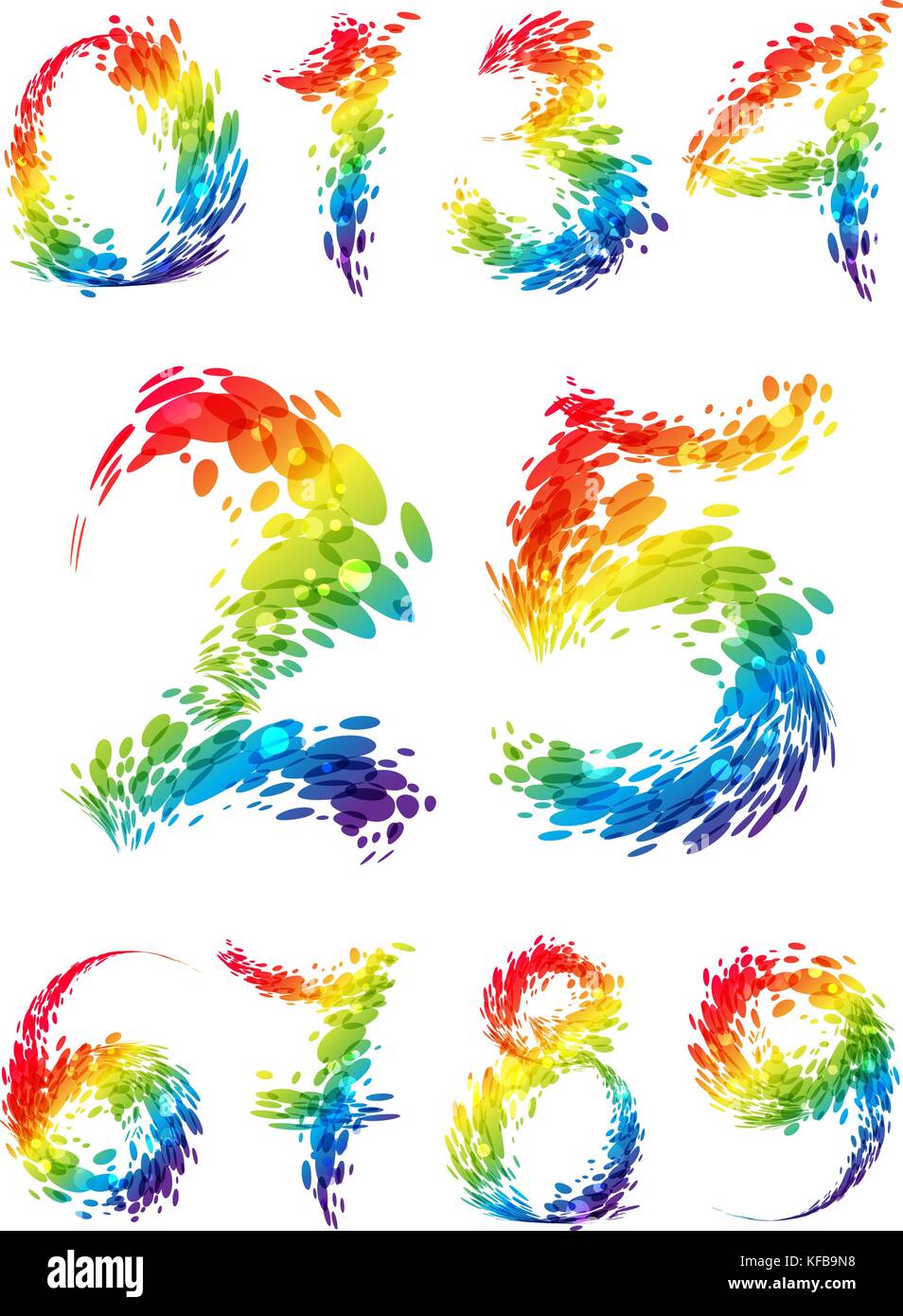 Ensemble multicolore numéros splash Illustration de Vecteur