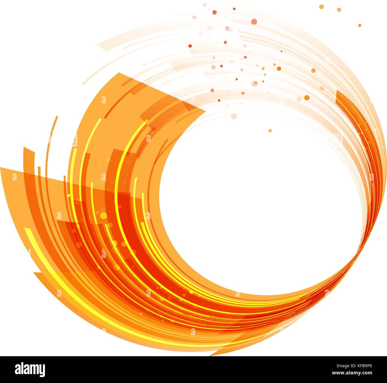 Abstract cercles technologiques sur fond orange, composition motion Illustration de Vecteur