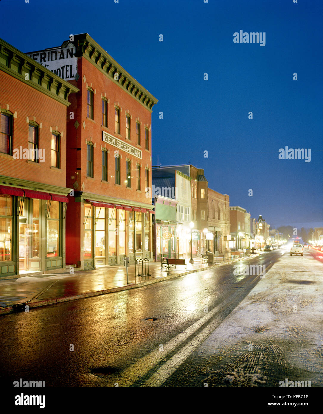 USA, Colorado, Telluride ski Telluride, ville de la nuit Banque D'Images
