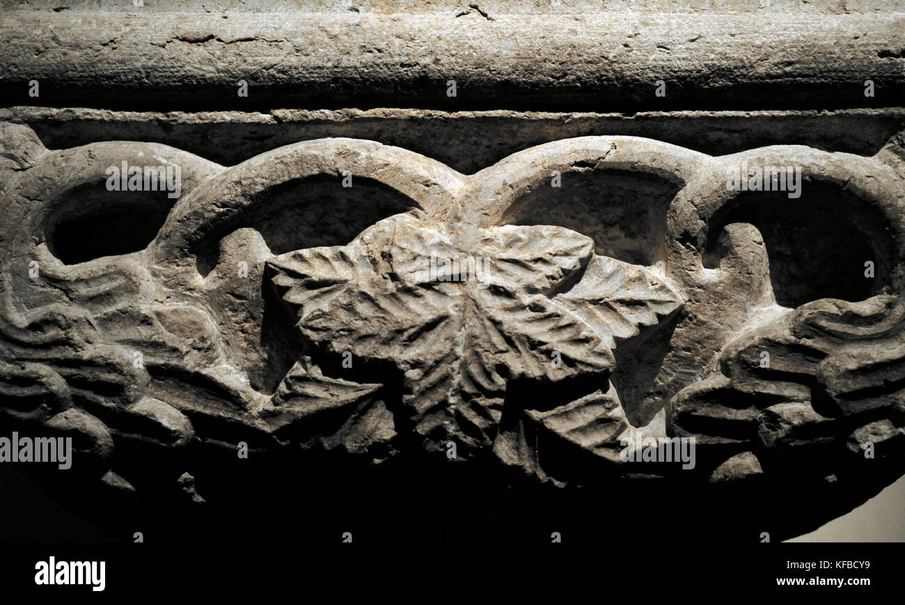 Moyen âge. capital en calcaire. 14e siècle. détail. Historical Museum. Stockholm. Suède. Banque D'Images
