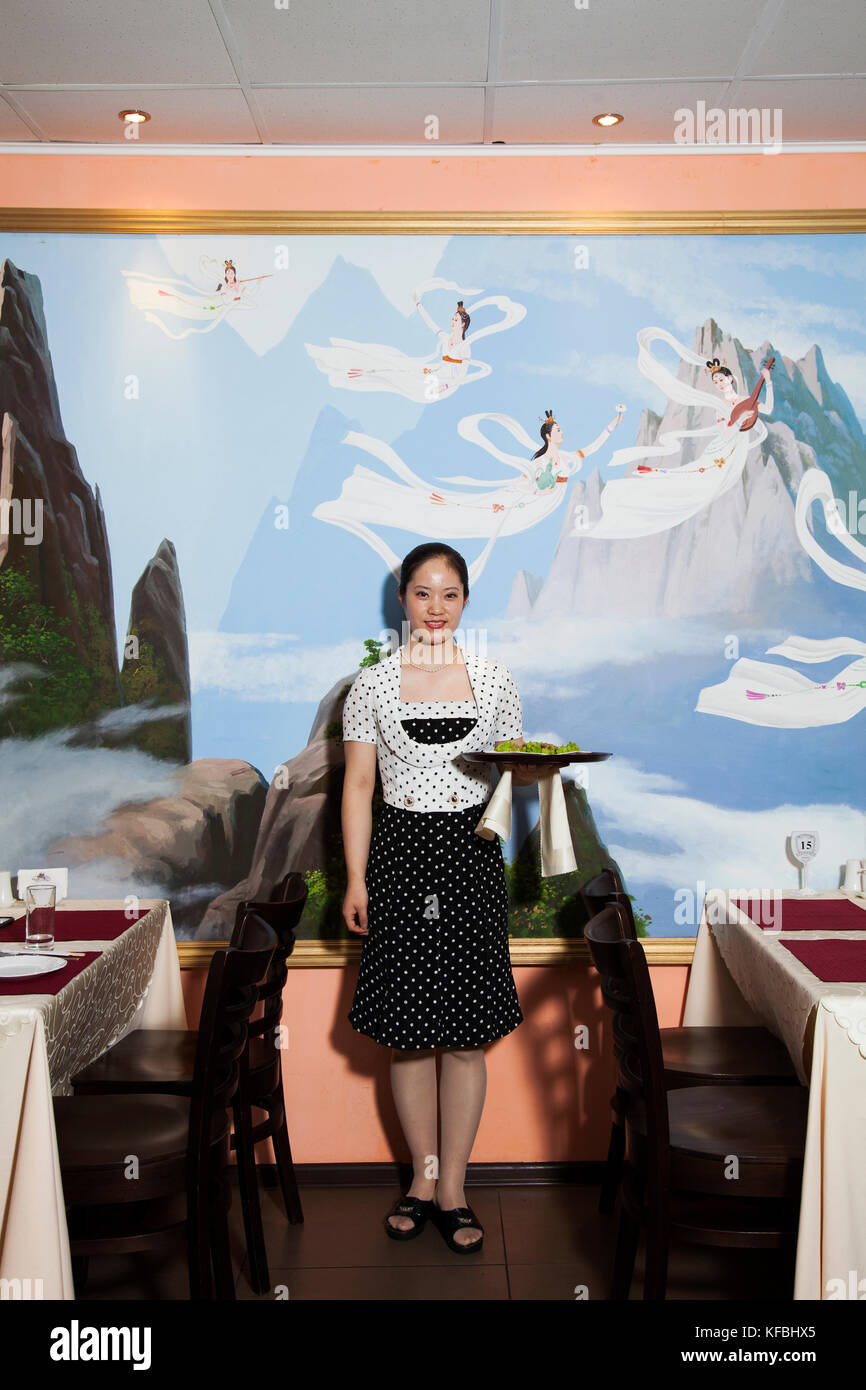 La Russie, Moscou. Le portrait du personnel au nord-coréen, Koryo restaurant à Moscou. Banque D'Images