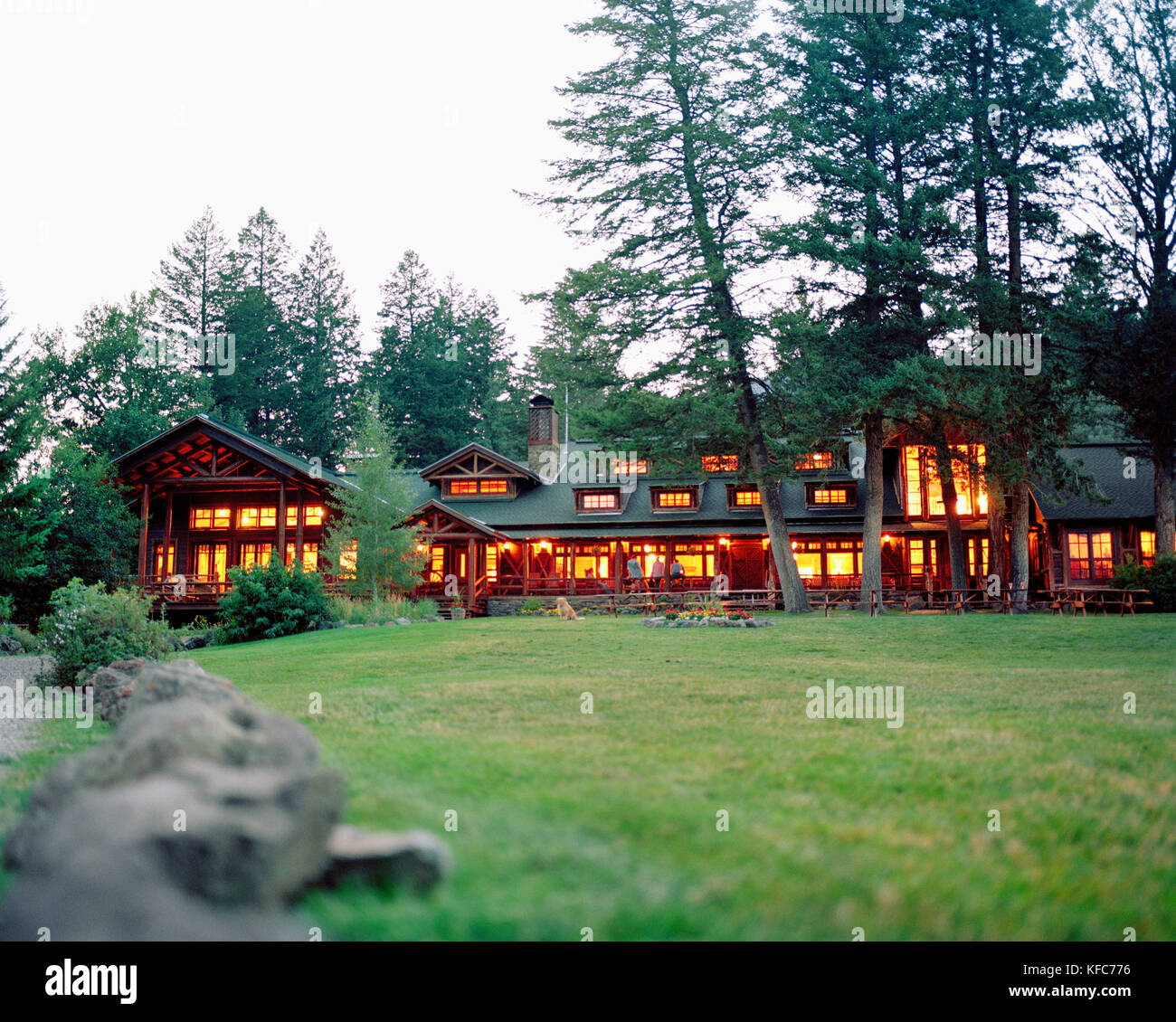 USA, Montana, l'extérieur de l'allumé lodge, Mountain Sky Guest Ranch Banque D'Images