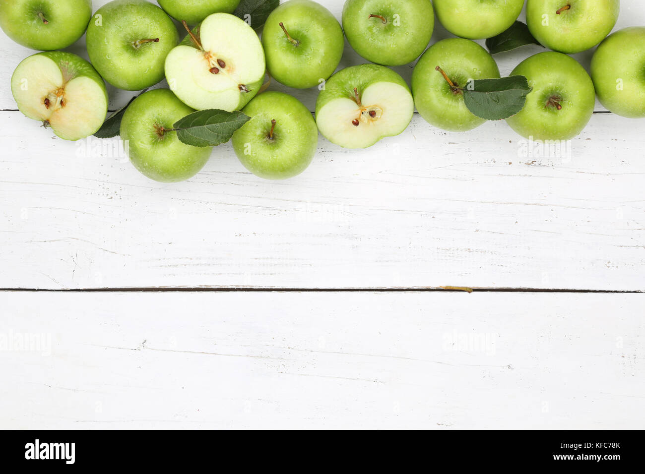 Les pommes fruits fruits apple green copyspace Vue de dessus de la nourriture Banque D'Images