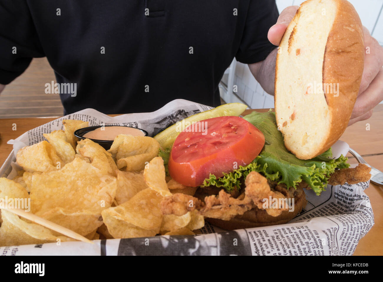 Sandwich au crabe à carapace molle,la griffe house restaurant, Murrells Inlet, sc, États-Unis d'Amérique Banque D'Images