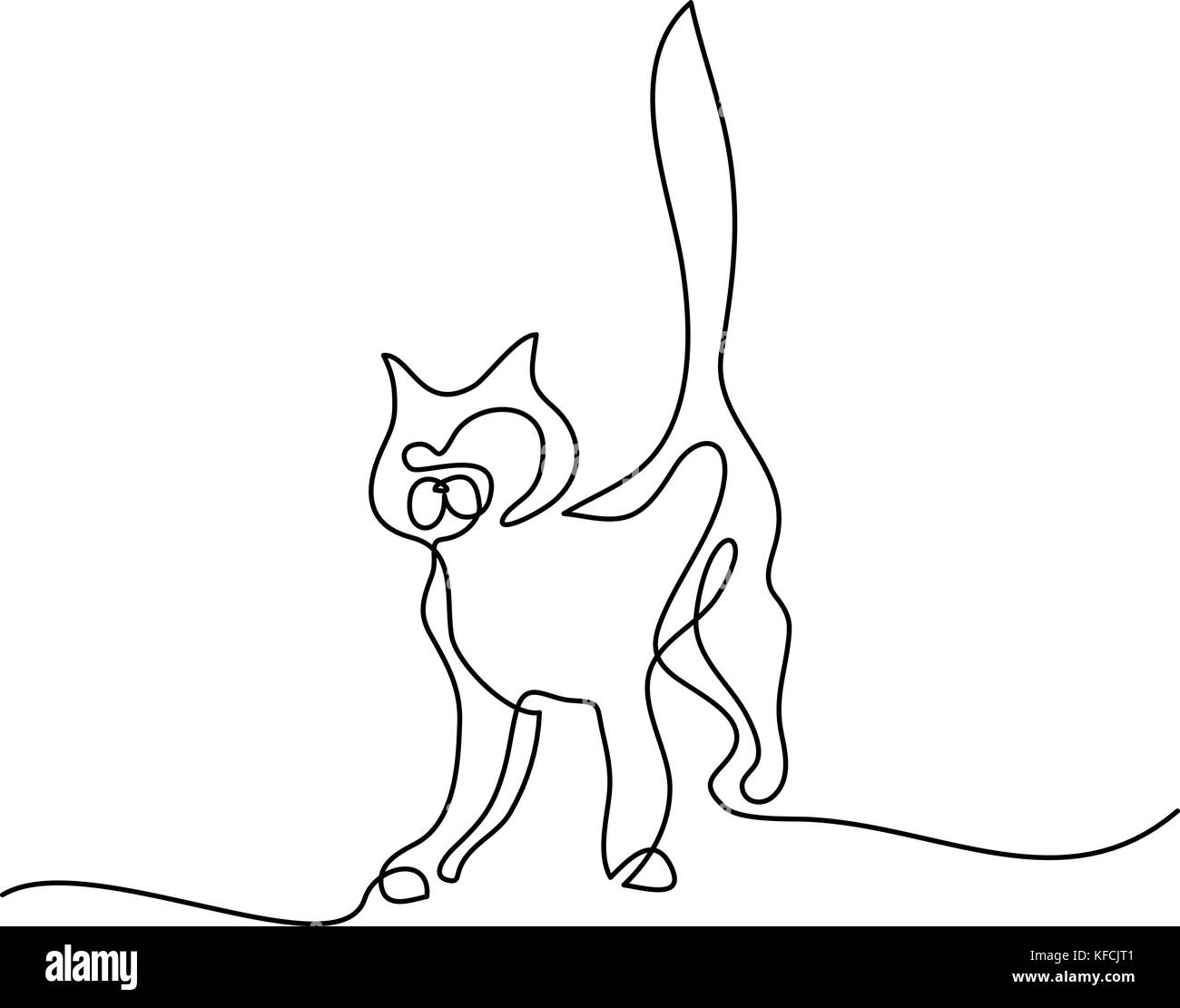 Logo silhouette de chat. ligne continue dessin. vector illustration sur fond blanc Illustration de Vecteur